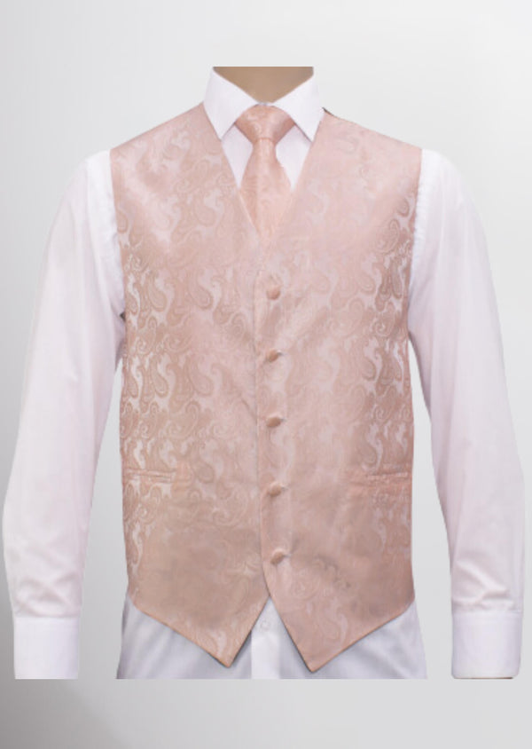 step n style Men's Microfiber Paisley Vest (Blush Beige)