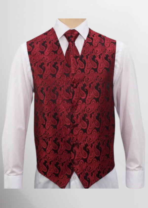 step n style Men's Microfiber Paisley Vest (Brick Red)