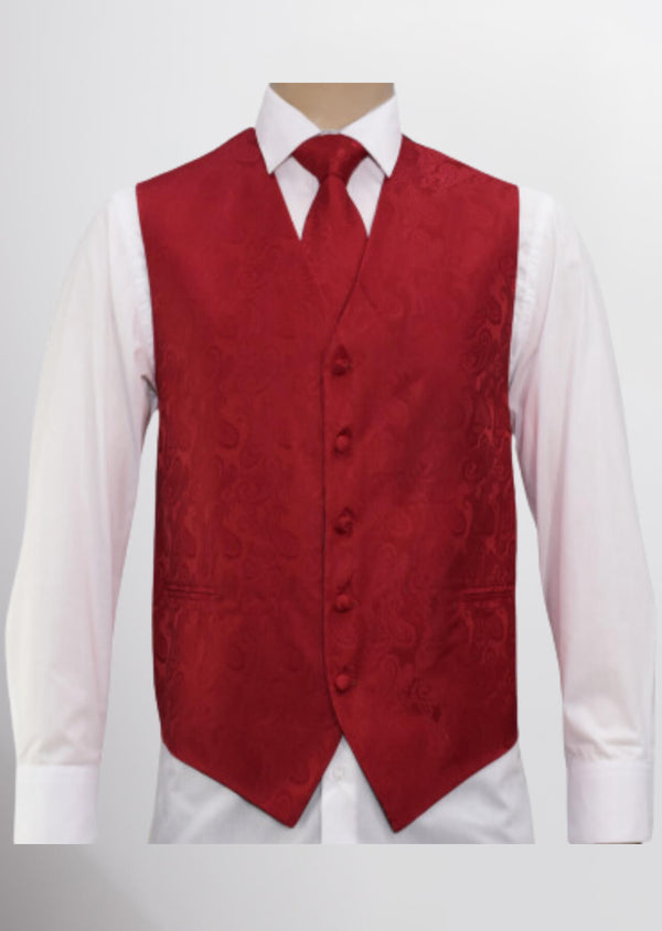 step n style Men's Microfiber Paisley Vest (Burgundy Red)