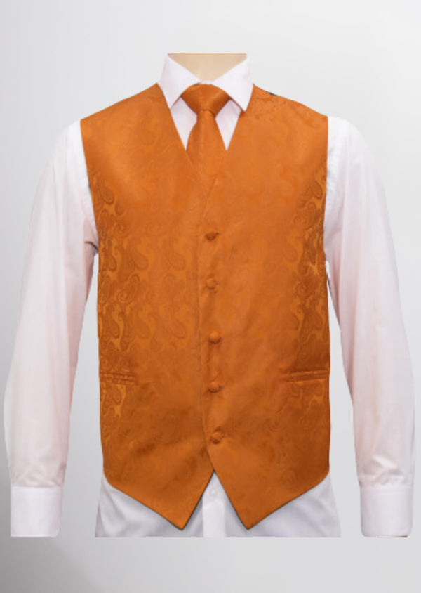 step n style Men's Microfiber Paisley Vest (Burnt Sienna)