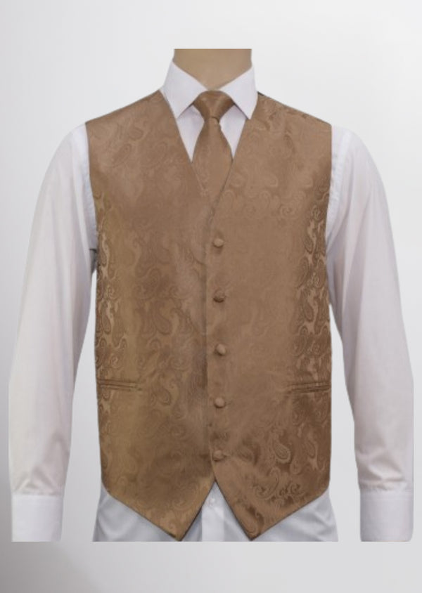 step n style Men's Microfiber Paisley Vest (Cinnamon Brown)