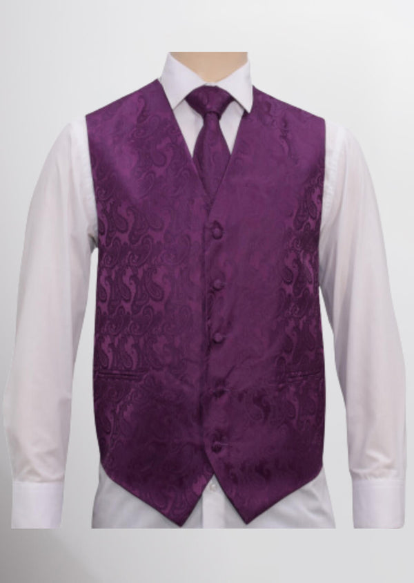 step n style Men's Microfiber Paisley Vest (Dark Aubergine)