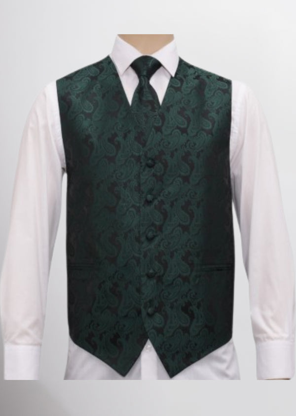step n style Men's Microfiber Paisley Vest (Deep Evergreen)