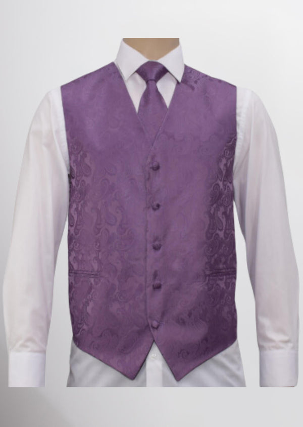 step n style Men's Microfiber Paisley Vest (Dusky Plum)