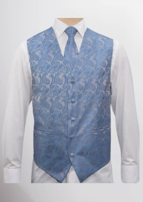 step n style Men's Microfiber Paisley Vest (Dusty Blue)