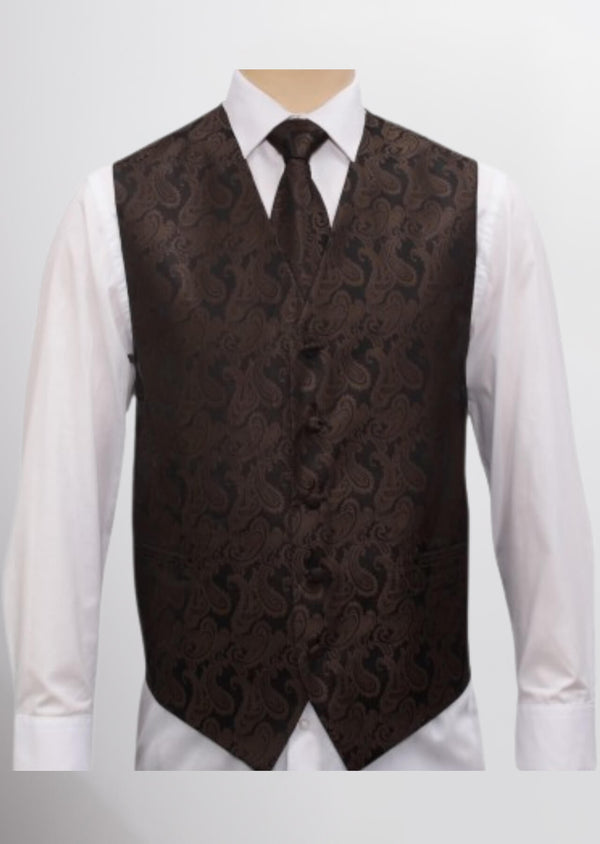 step n style Men's Microfiber Paisley Vest (Espresso Brown)