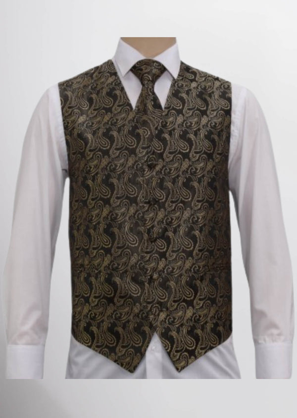 step n style Men's Microfiber Paisley Vest (Forest Brown)