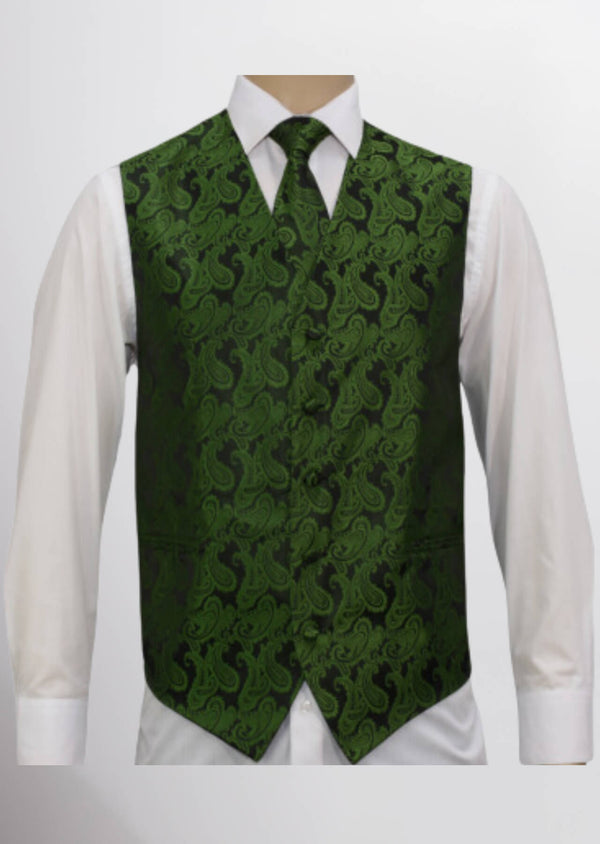 step n style Men's Microfiber Paisley Vest (Forest Green)