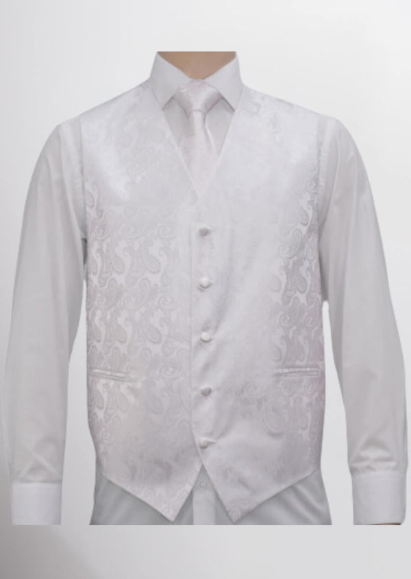 step n style Men's Microfiber Paisley Vest (Frost White)