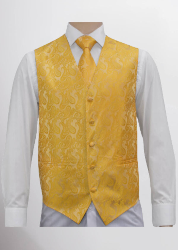 step n style Men's Microfiber Paisley Vest (Golden Amber)