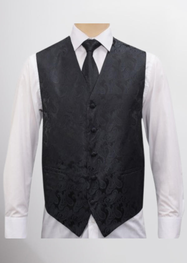 step n style Men's Microfiber Paisley Vest (Graphite Black)