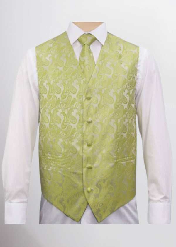 step n style Men's Microfiber Paisley Vest (Lemon Sage)