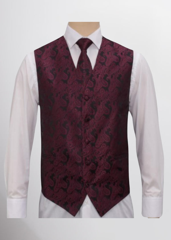 step n style Men's Microfiber Paisley Vest (Mahogany)