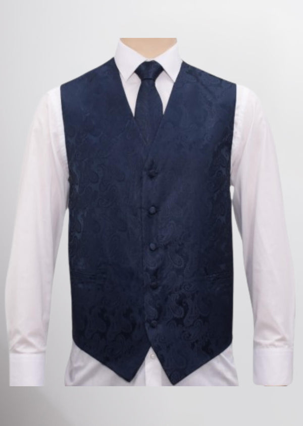step n style Men's Microfiber Paisley Vest (Midnight Blue)