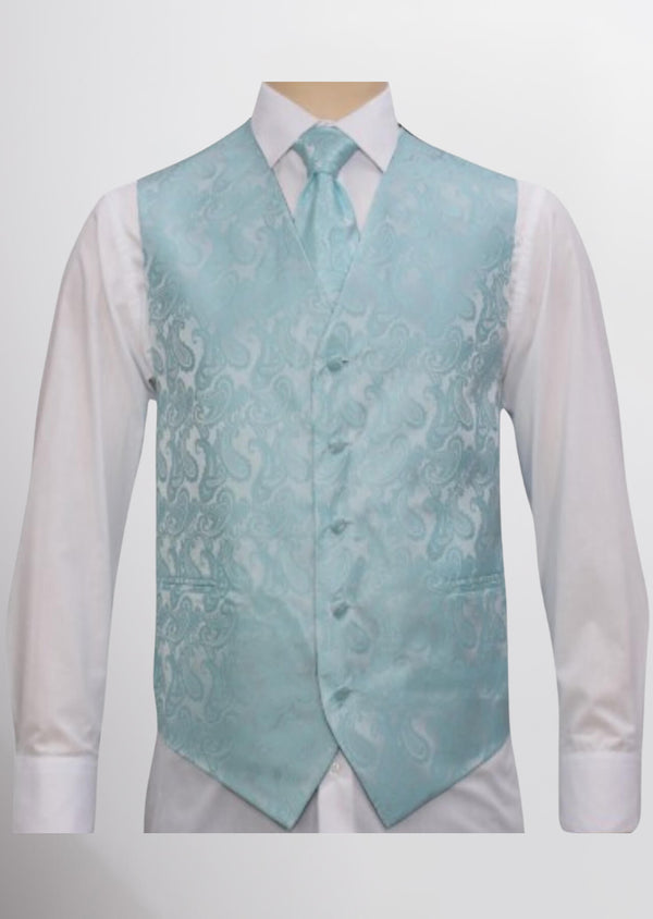 step n style Men's Microfiber Paisley Vest (Mist Blue)
