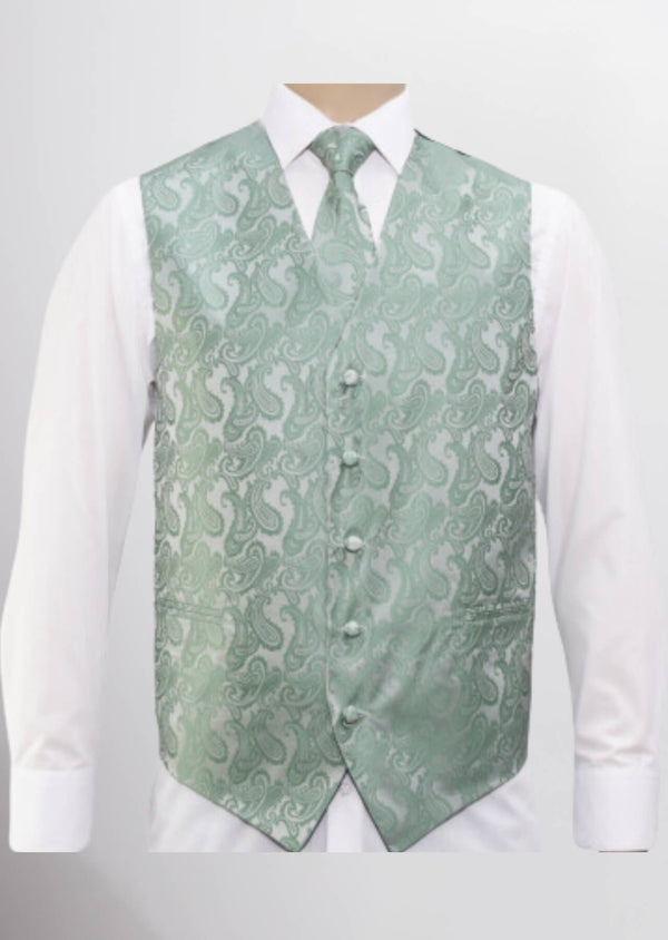 step n style Men's Microfiber Paisley Vest (Moss Green)