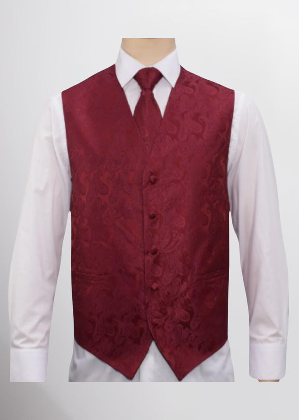 step n style Men's Microfiber Paisley Vest (Mulberry Red)