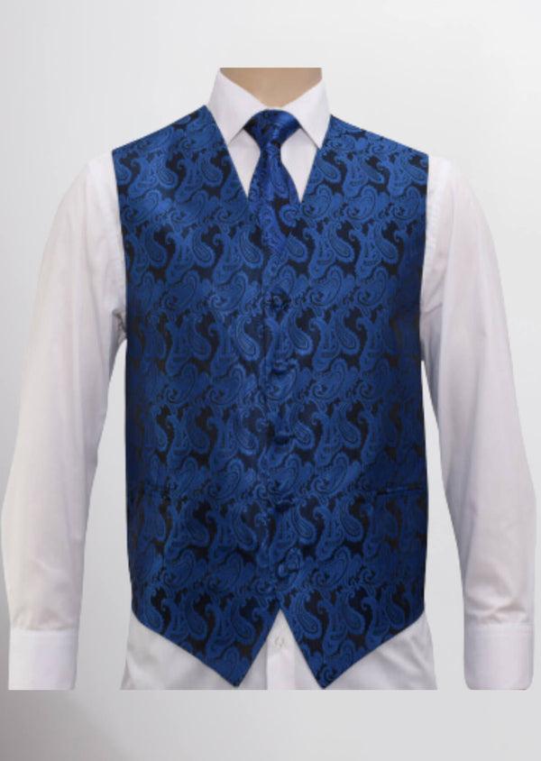 step n style Men's Microfiber Paisley Vest (Navy Blue)