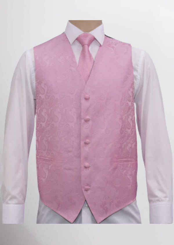 step n style Men's Microfiber Paisley Vest (Rosewood Pink)