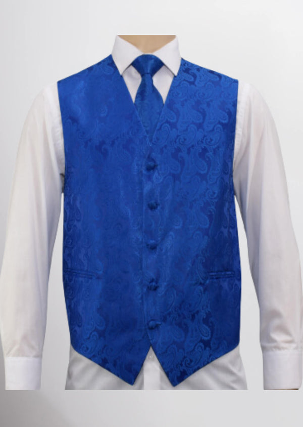 step n style Men's Microfiber Paisley Vest (Royal Navy)
