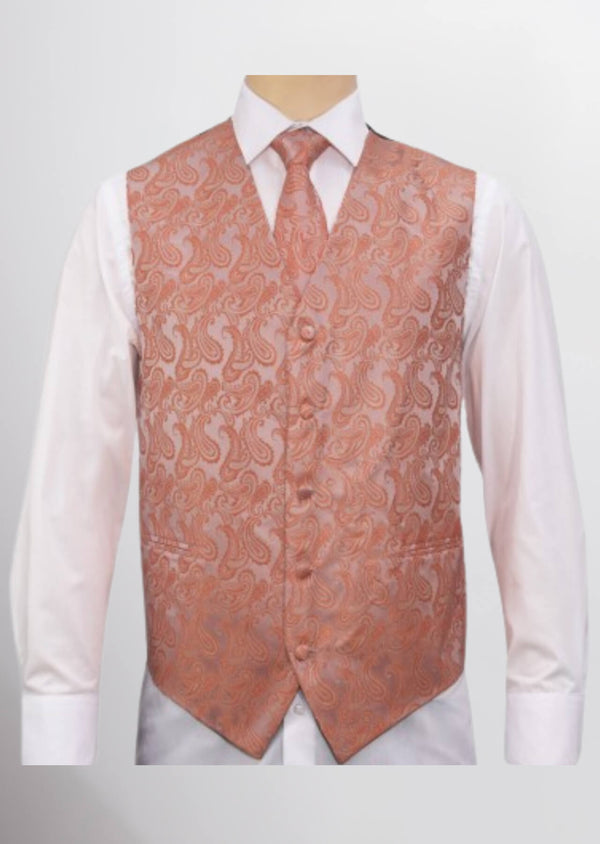 step n style Men's Microfiber Paisley Vest (Rustic Copper)
