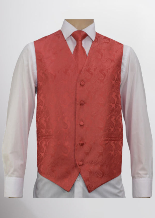 step n style Men's Microfiber Paisley Vest (Rustic Red)