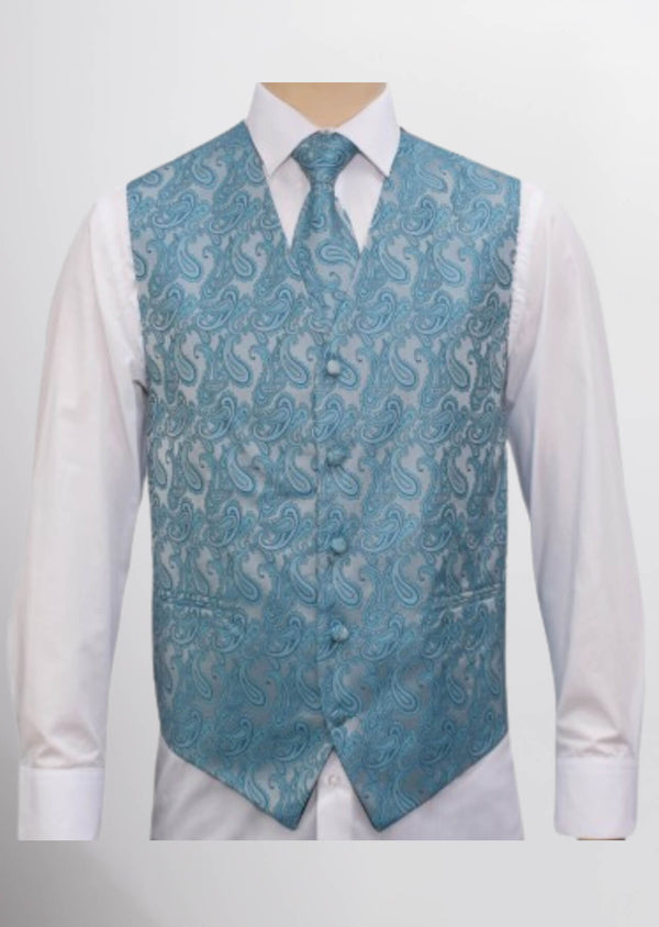 step n style Men's Microfiber Paisley Vest (Seafoam Green)