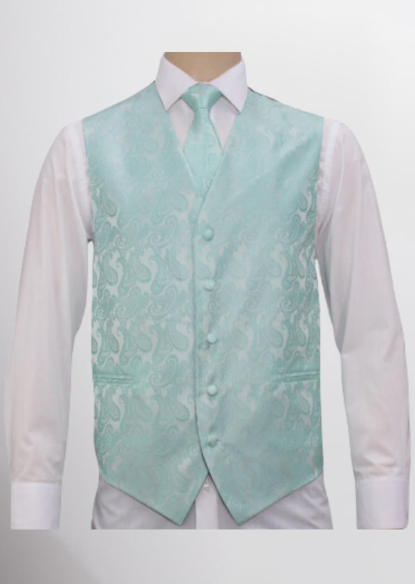 step n style Men's Microfiber Paisley Vest (Seafoam Mist)