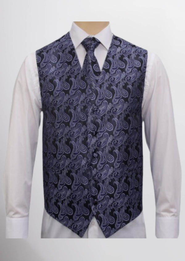 step n style Men's Microfiber Paisley Vest (Shadowed Blue)