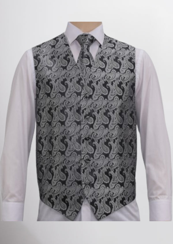 step n style Men's Microfiber Paisley Vest (Silver Mist)