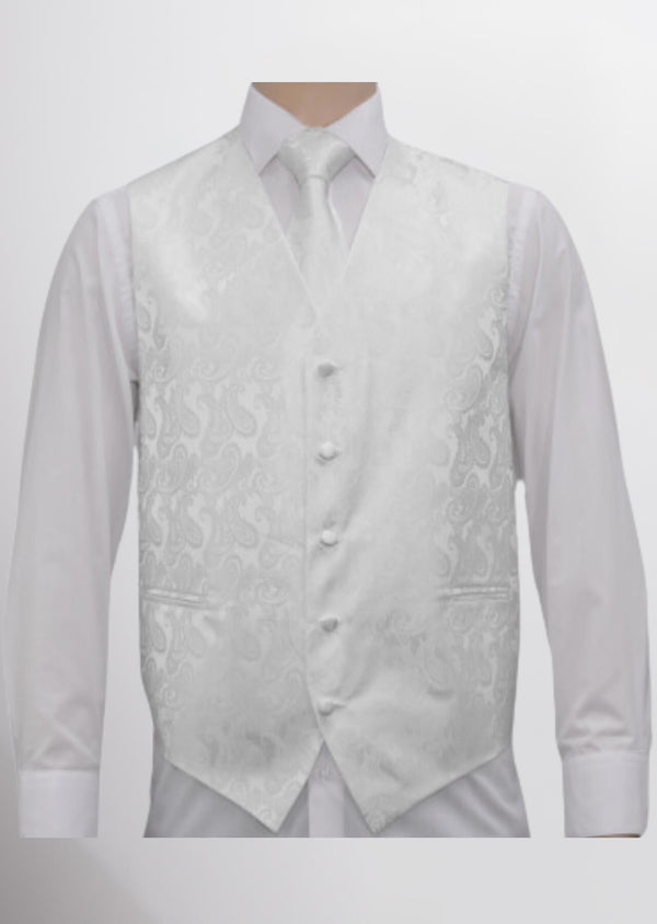 step n style Men's Microfiber Paisley Vest (Soft Silver)