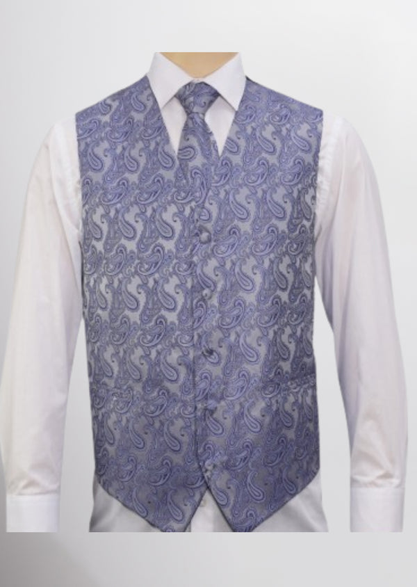 step n style Men's Microfiber Paisley Vest (Steel Slate)