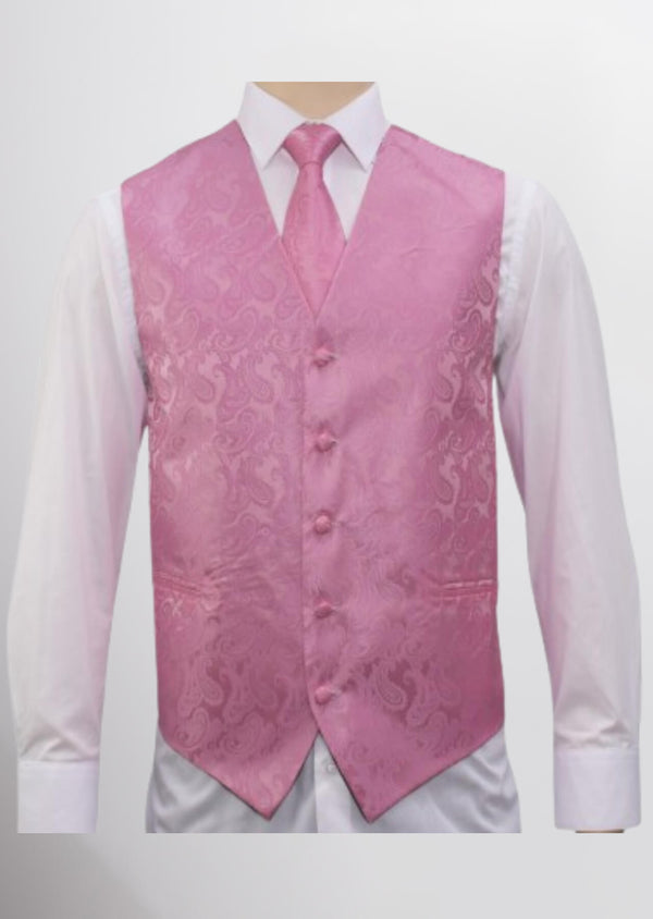 step n style Men's Microfiber Paisley Vest (Vintage Rose)
