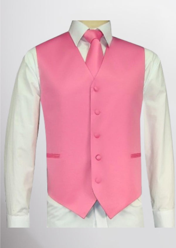 step n style Men's Satin Solid Vest (Bubblegum Pink)