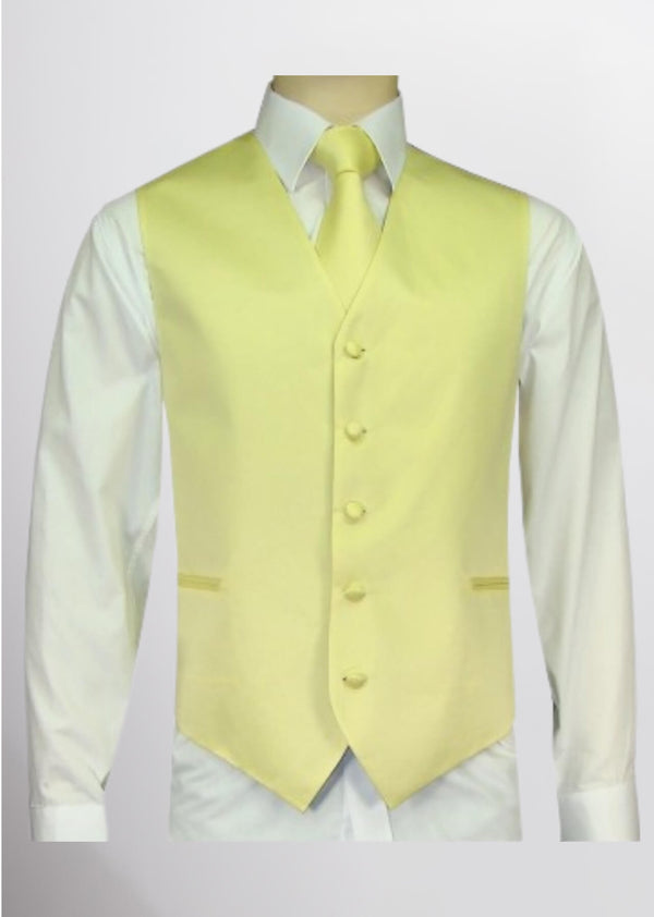 step n style Men's Satin Solid Vest (Canary)