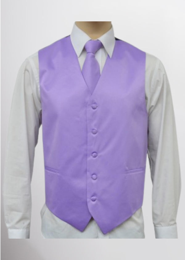 step n style Men's Satin Solid Vest (Lilac)