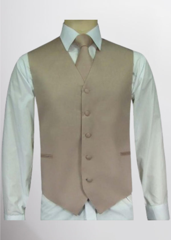 step n style Men's Satin Solid Vest (Mocha)