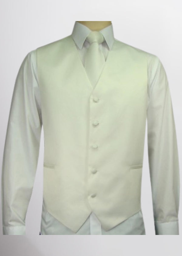 step n style Men's Satin Solid Vest (off- white)