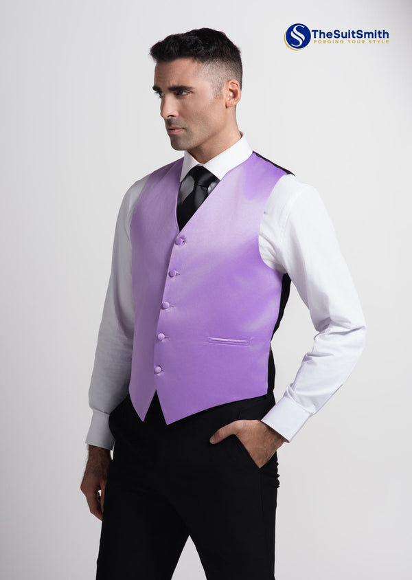 Step N Style Men's Satin Solid Vest (Purple)