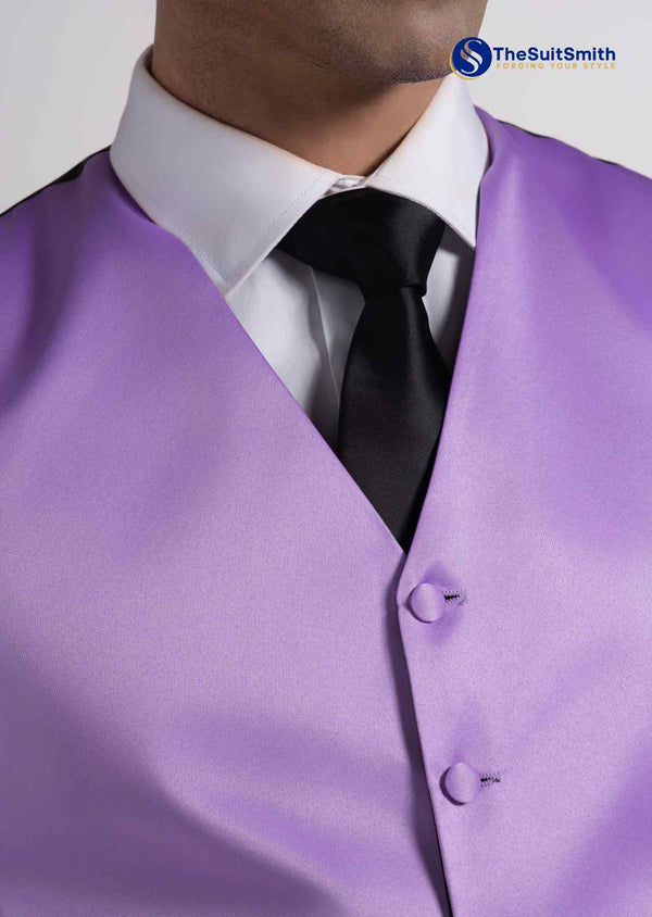 Step N Style Men's Satin Solid Vest (Purple)