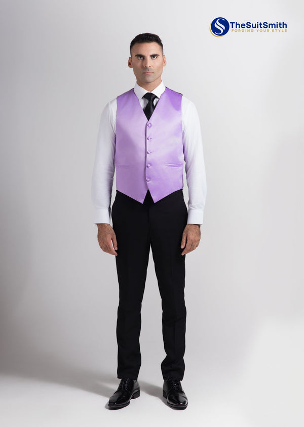 Step N Style Men's Satin Solid Vest (Purple)