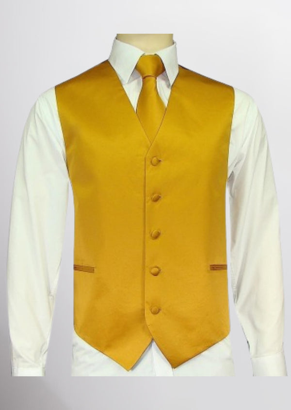 step n style Men's Satin Solid Vest (Rust)