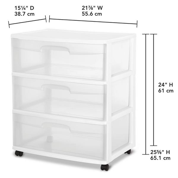 Sterilite 2930 – Wide 3 Drawer Cart