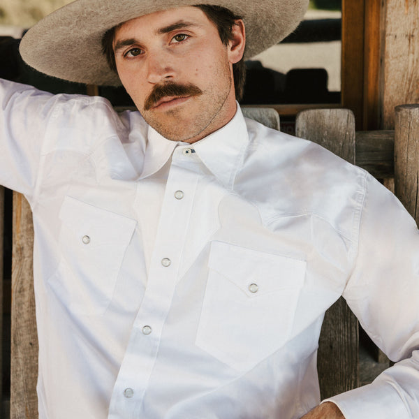 Stetson Classic Solid Snap Poplin Shirt In Optic White