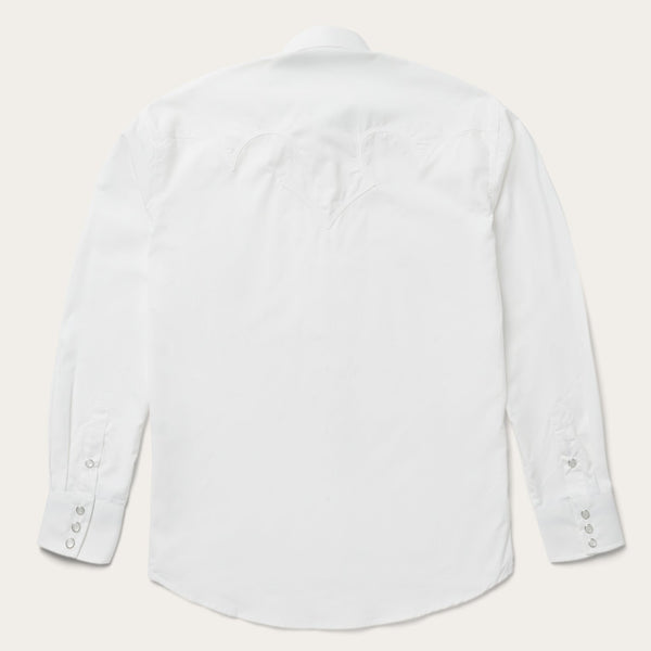 Stetson Classic Solid Snap Poplin Shirt In Optic White