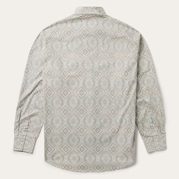 Stetson Aqua Paisley Print Western Shirt