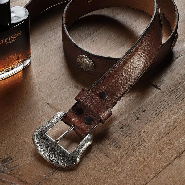 Stetson Bison Leather Concho Belt