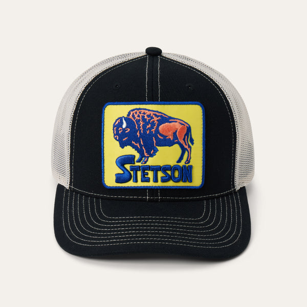 stetson Bison Patch High Crown Trucker Hat