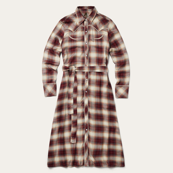 stetson Black Cherry Plaid Shirt Dress