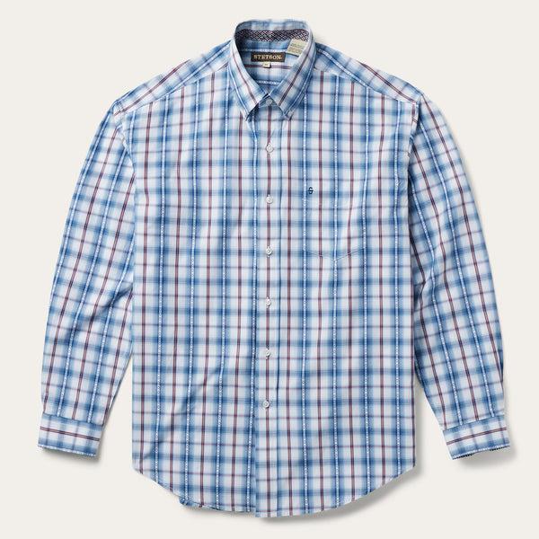 stetson Blue Diamond Dobby Plaid Shirt